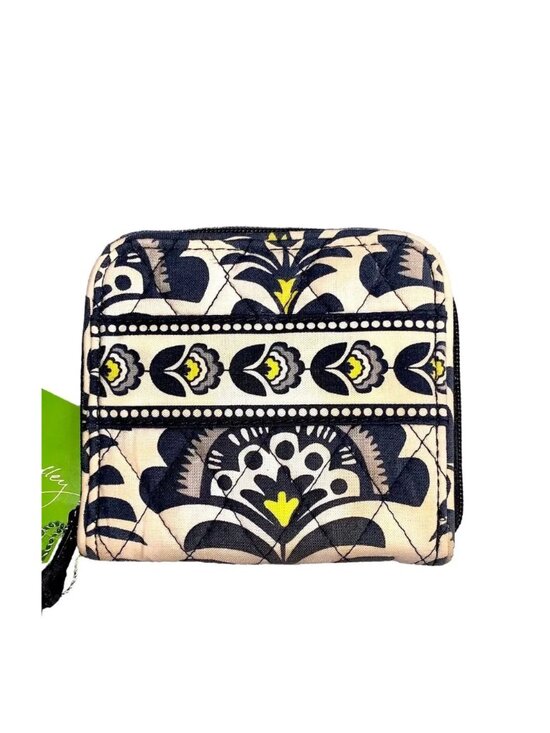 Vera Bradley Handbags - Vera Bradley Black Yellow and White Floral Print Zip-around Wallet